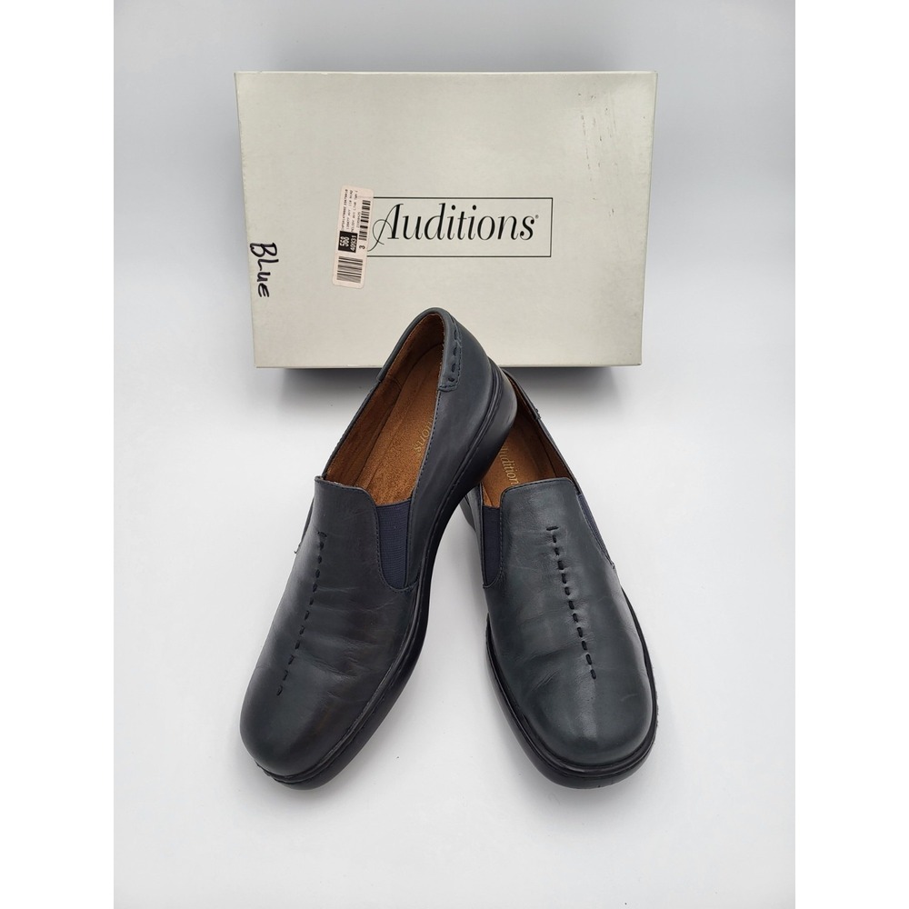 Auditions Melody Women's 11 N Navy Leather Twn Shoes Slip On Comfort